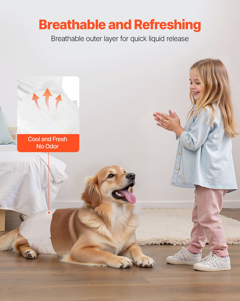 PupPants™ Female Dog Diapers (Size M) – 144 Count (2×72) Leak-Proof + Wetness Indicator