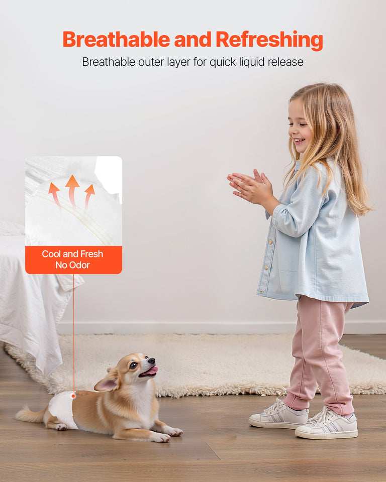 PupPants™ Female Dog Diapers (Size XS) – 144 Count (2×72) Leak-Proof + Wetness Indicator