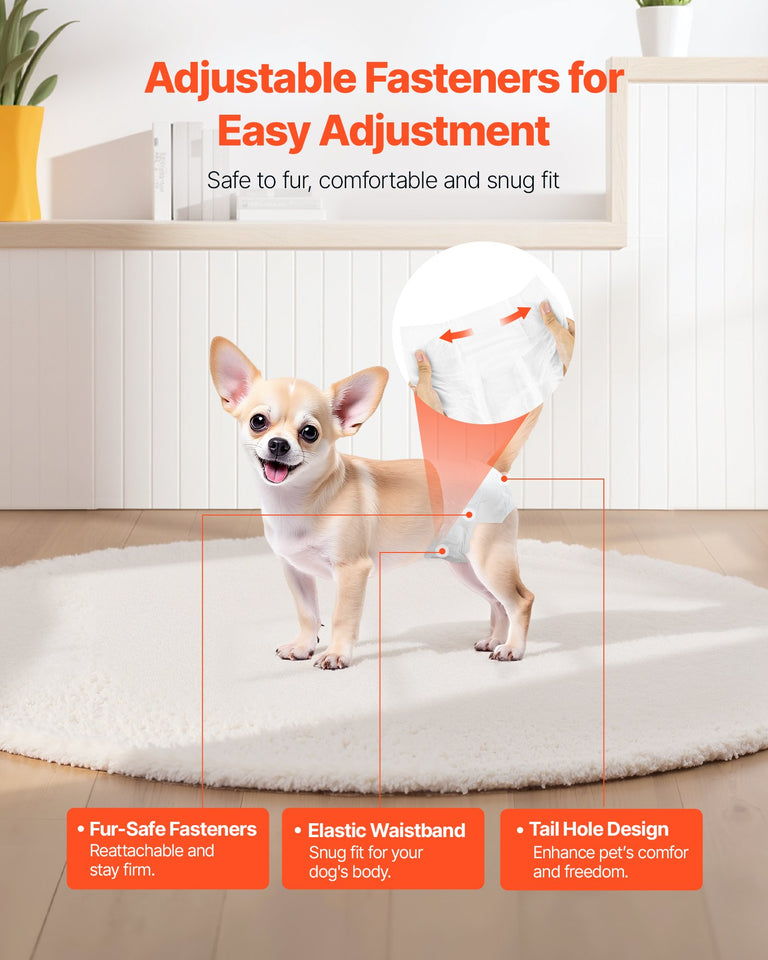 PupPants™ Female Dog Diapers (Size XS) – 144 Count (2×72) Leak-Proof + Wetness Indicator